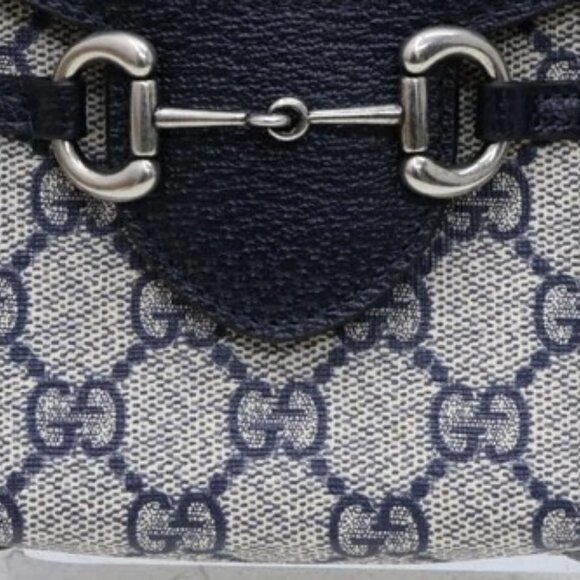 Gucci GG Supreme Horsebit Pochette Shoulder Bag - Navy blue/Beige - Picture 6 of 16